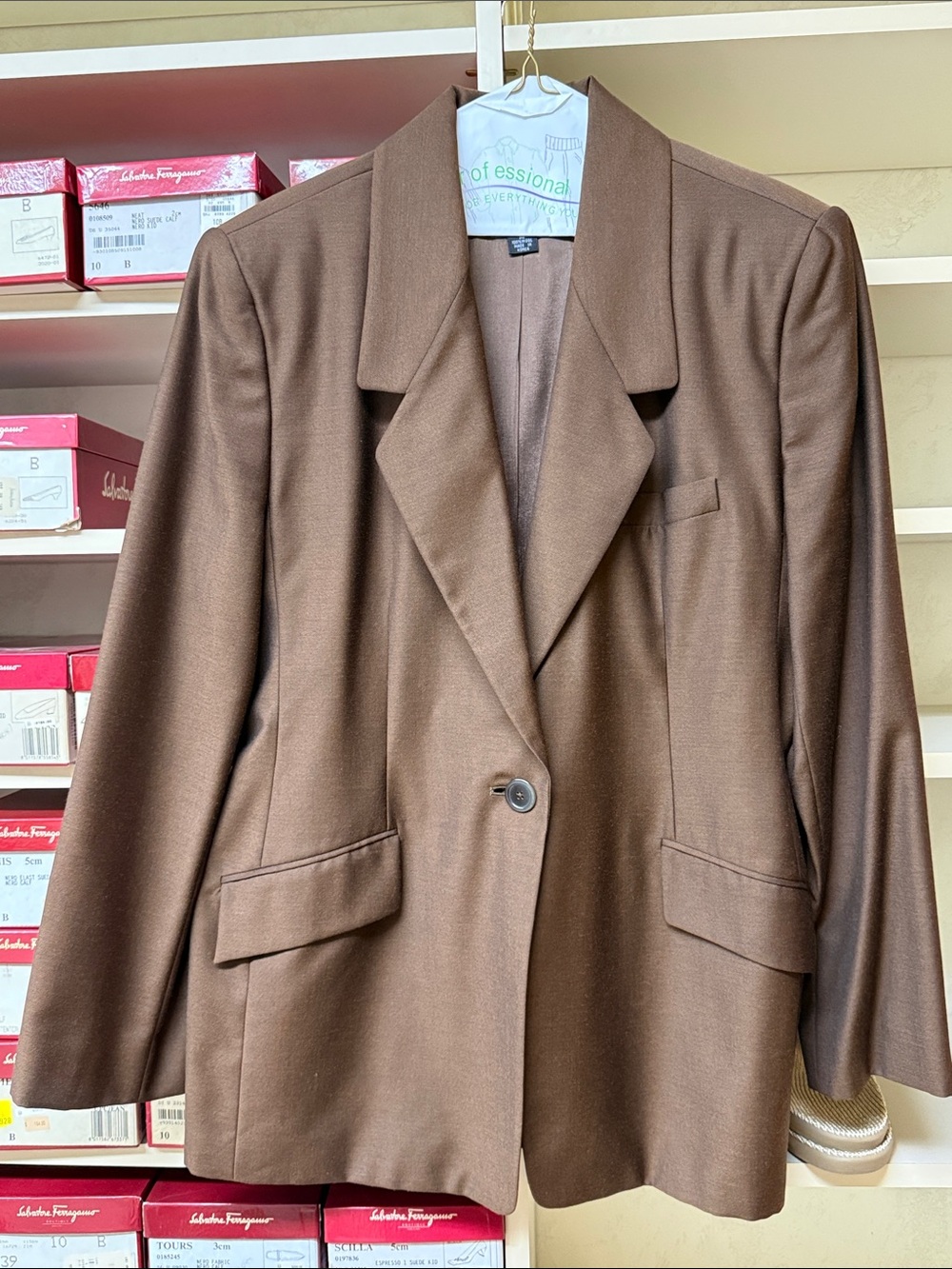 Ellen Tracy Chocolate Brown Single-Button Blazer